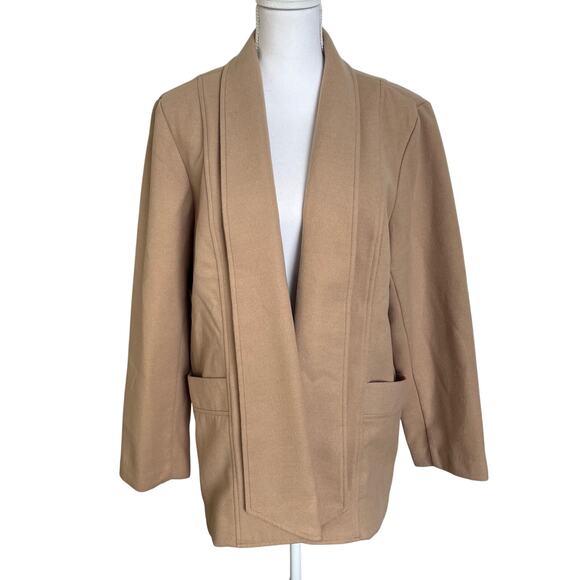 Chico's Jacket Womens Size 3 XL Camel Shawl Collar Classic Open Patch Pockets - Picture 1 of 7